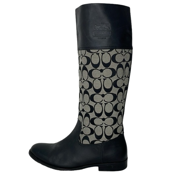 Coach Boots Women's 8.5 Grey Black Chrissi All-Over Print Knee High - Picture 8 of 14